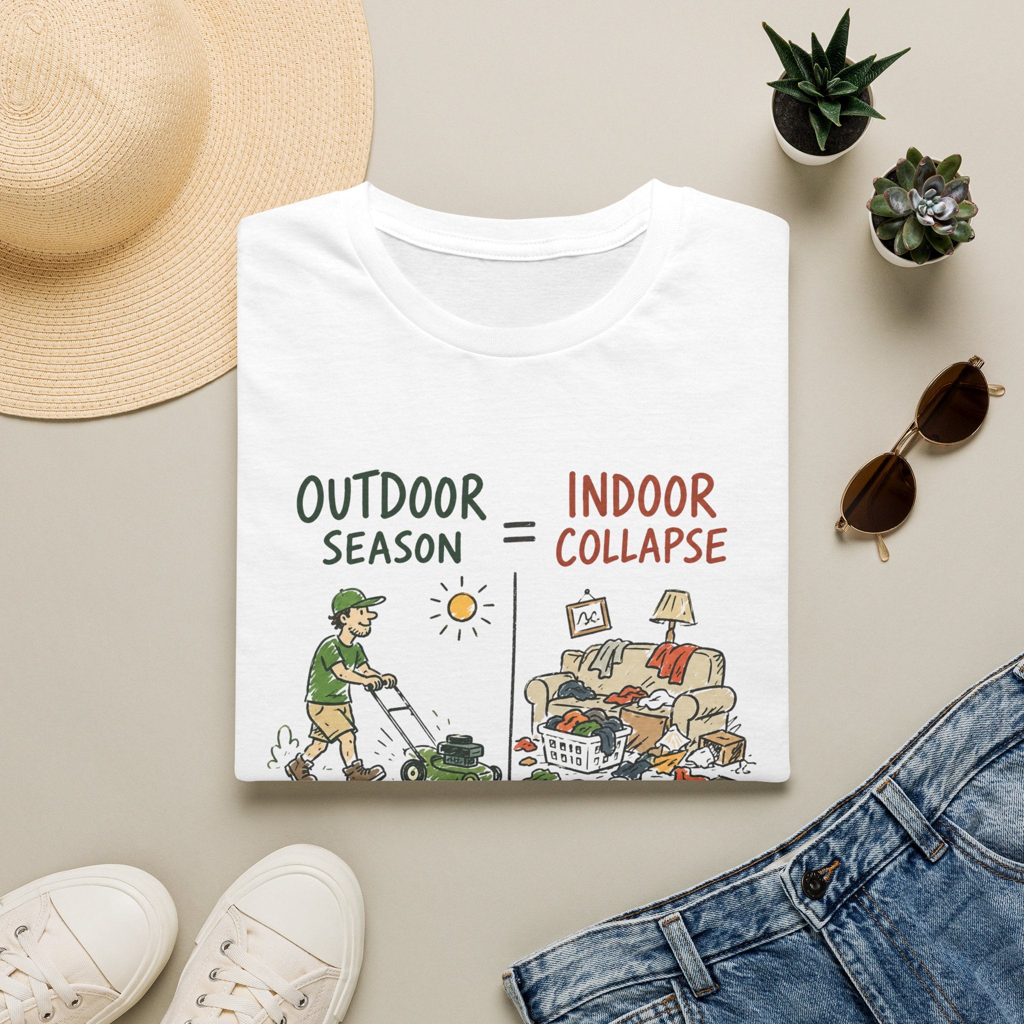 Outdoor Season = Indoor Collapse. All Energy Goes into Yard Projects. T-Shirt