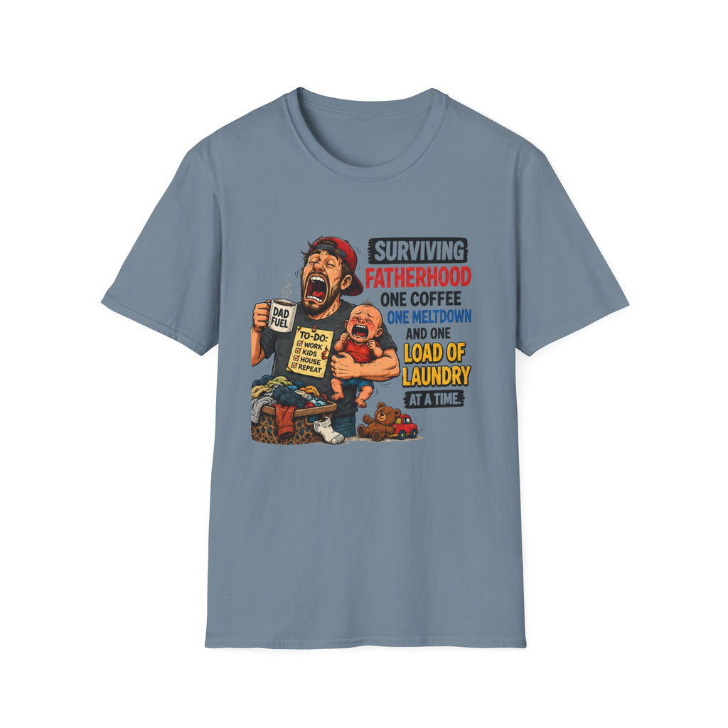 Surviving Fatherhood One Coffee, One Meltdown and One Load of Laundry at a Time. T-Shirt