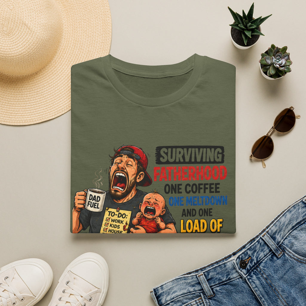 Surviving Fatherhood One Coffee, One Meltdown and One Load of Laundry at a Time. T-Shirt