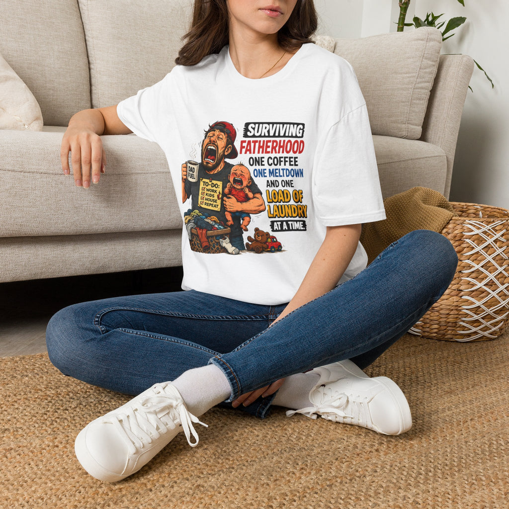 Surviving Fatherhood One Coffee, One Meltdown and One Load of Laundry at a Time. T-Shirt