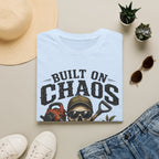 Built On Chaos. Landscaping Division. Operating On Caffeine and Bad Knees Since Sunrise. T-Shirt
