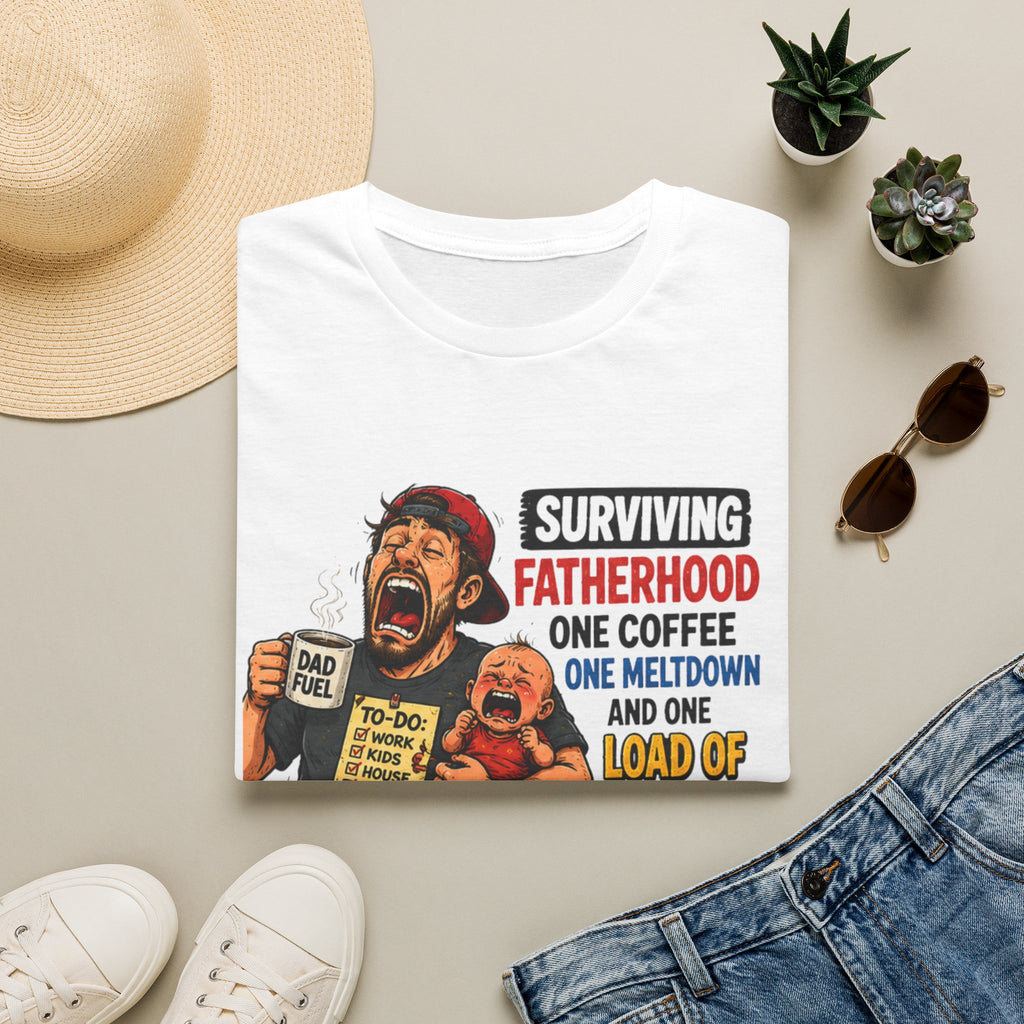 Surviving Fatherhood One Coffee, One Meltdown and One Load of Laundry at a Time. T-Shirt