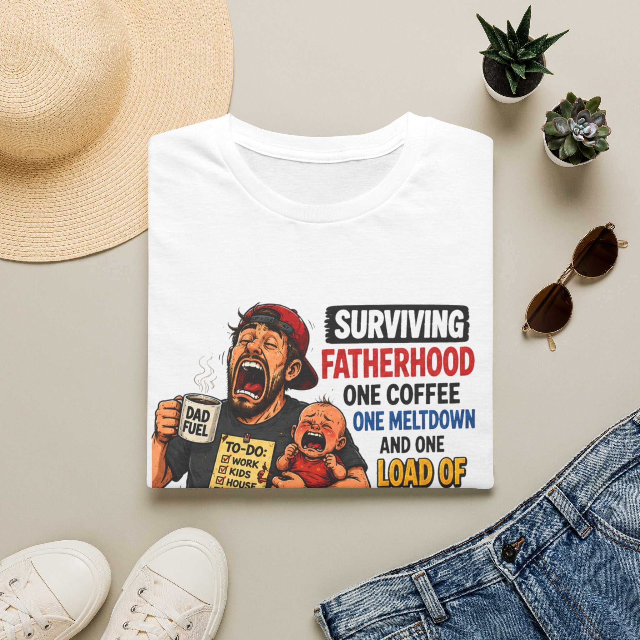 Surviving Fatherhood One Coffee, One Meltdown and One Load of Laundry at a Time. T-Shirt