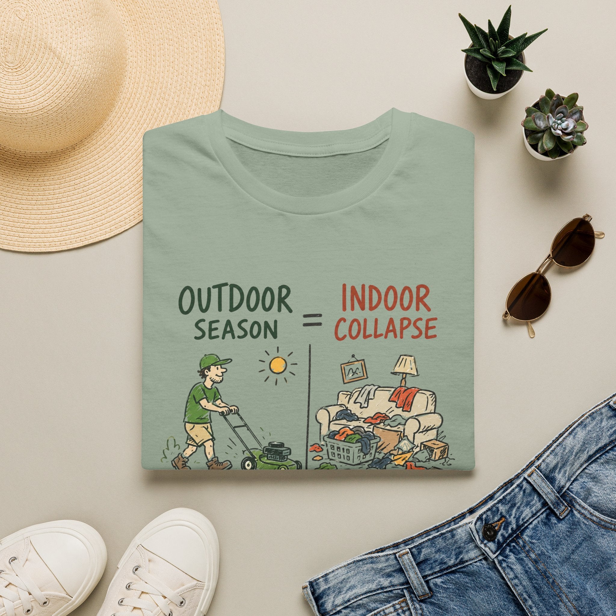 Outdoor Season = Indoor Collapse. All Energy Goes into Yard Projects. T-Shirt