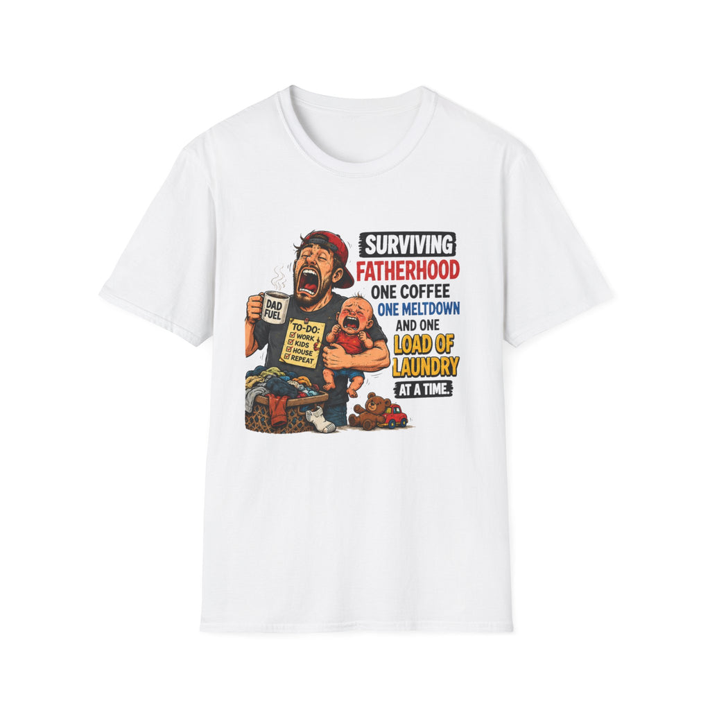 Surviving Fatherhood One Coffee, One Meltdown and One Load of Laundry at a Time. T-Shirt