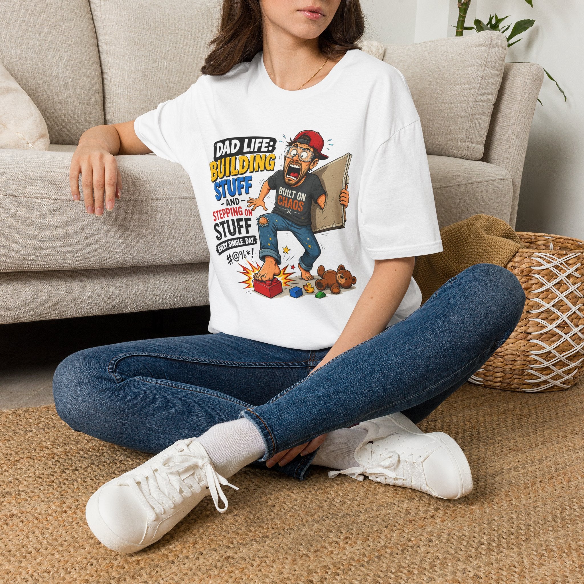 Dad Life Building Stuff and Stepping on Stuff. T-Shirt